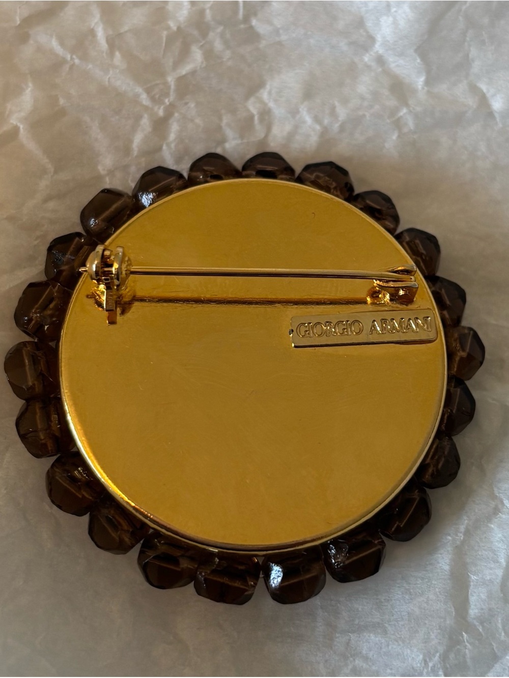 Vintage Giorgio Armani Signed Statement Brooch Crystal Accents - Picture 4 of 6